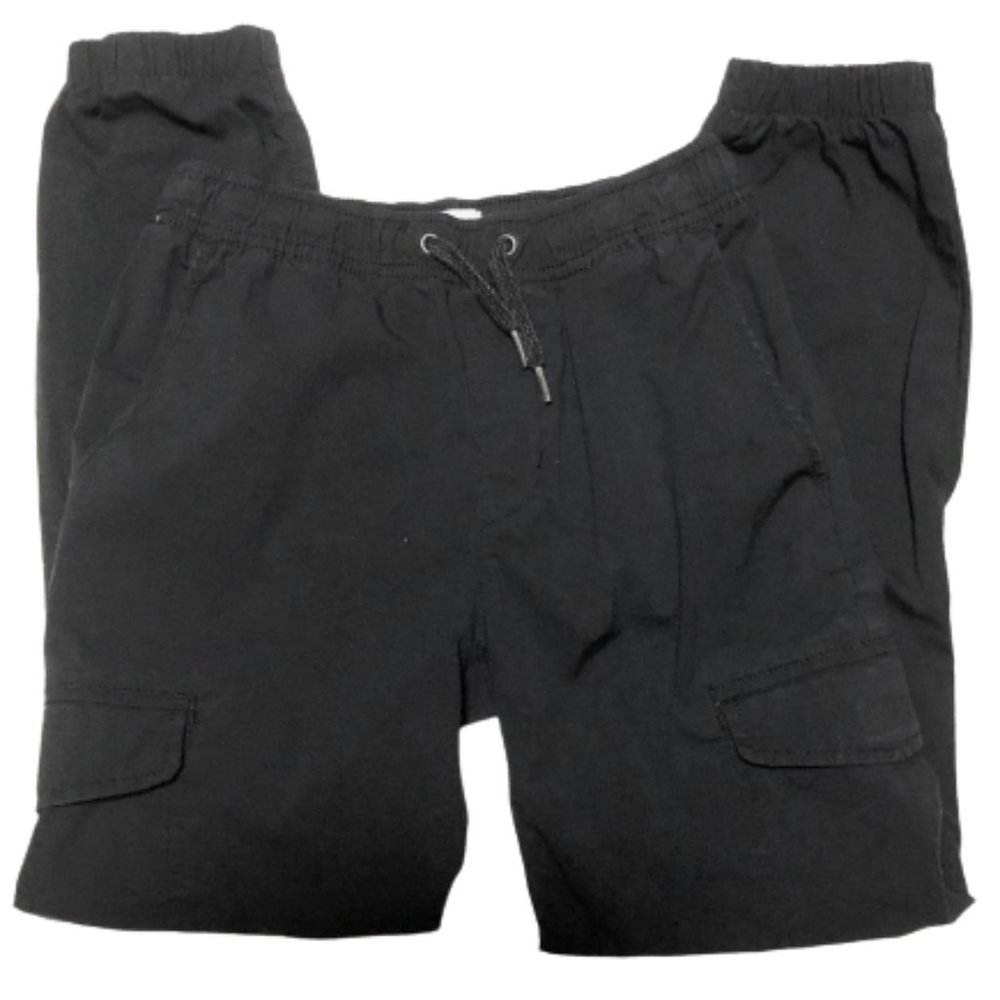 OLD NAVY Boys Cotton Cargo Joggers Black L (10-12)